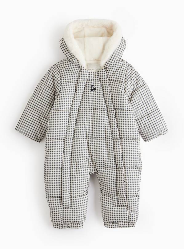 Gingham Printed Fleece Lined Snowsuit  Up to 3 mths